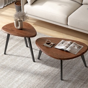 Modern Irregular Wood Coffee <b>Table</b> Set For Living Room <b>Sofa</b> Side <b>Table</b> High Low Combination Design - Product Image 1
