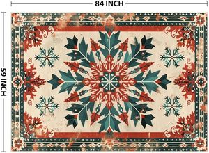 Tapis de style marocain à motif flocon de neige pour Noël, lavable, antidérapant, à profil bas, pour salon, chambre, ferme, salle de jeux pour enfants - Product Image 2