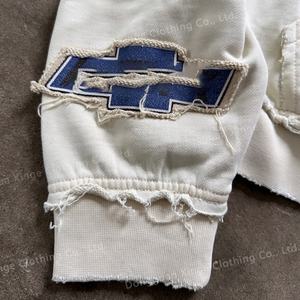 Sudadera con capucha personalizada de 500 g/m² de algodón 100% pesado para invierno, estilo urbano, con cremallera, efecto vintage desgastado y lavado ácido. - Product Image 4