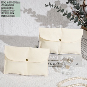 Pochette en toile écologique à double couche pour cosmétiques et bijoux, avec logo personnalisé, sac de rangement pour pinceaux de maquillage, sac anti-poussière en coton - Product Image 5