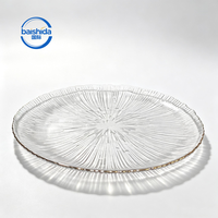 Assiette de table décorative réutilisable en verre transparent à bord doré, style américain vintage, pour mariage, fête, repas à domicile