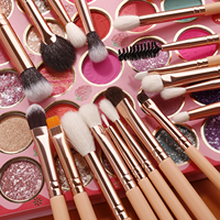 Ensemble de 28 pinceaux de maquillage multifonctionnels pour le visage, pinceau correcteur, pinceau à raser, poils synthétiques, rose nude, or rose, outils cosmétiques pour