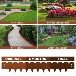 11 Teeth 6PCS Weather Resistant Flower Bed <b>Edging</b> <b>Borders</b> Corten Steel Garden Landscape for Landscaping - Product Image 4