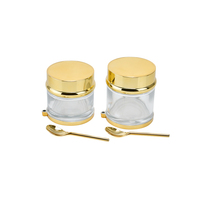 Pots en verre pour crème 30g 50g 80g 100g avec cuillère, contenants cosmétiques transparents de luxe avec couvercles dorés pour beurre corporel et soins de la peau
