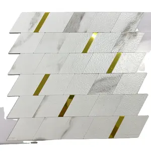 Adesivo de papel fácil instalar, azulejos de teto de piso, parede mosaica branca 3m, laminado adesivo, azulejos de pvc