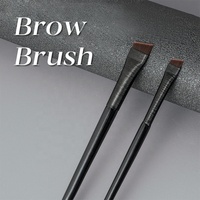 Pinceau de maquillage pour les yeux et les sourcils, ultra fin, plat, angulaire, en plastique, avec étiquette privée personnalisée, service OEM/ODM, vente en gros