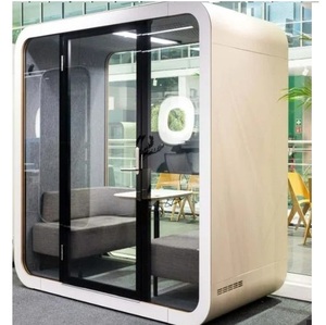 Cabine de réunion acoustique au design unique avec paroi en verre, insonorisée, pour réunions et entretiens, disponible à la vente - Product Image 5