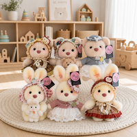 Ours en peluche super doux avec bonnet en dentelle et robe vintage, boîte cadeau anti-stress pour enfants