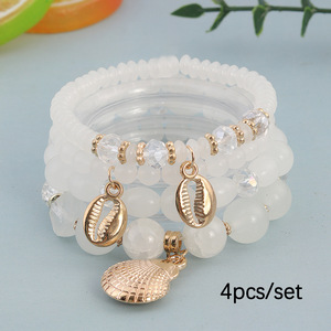 <span class=keywords><strong>4</strong></span> ensembles de bracelets bohèmes créatifs pour femmes, bijoux en coquillages, cristaux, multi-couches, perles, bijoux tendance - Product Image 1