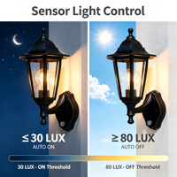 Lámpara de Pared Exterior P611-PIR con Sensor de Movimiento, Lámpara de Jardín con Sensor PIR, IP44