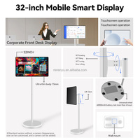 Afficheur numérique Rovesky de 32 pouces avec batterie, système d'exploitation Android 8+128 Go, écran tactile et support rotatif (station d'accueil pour tablette) pour utilisation dans les ascenseurs