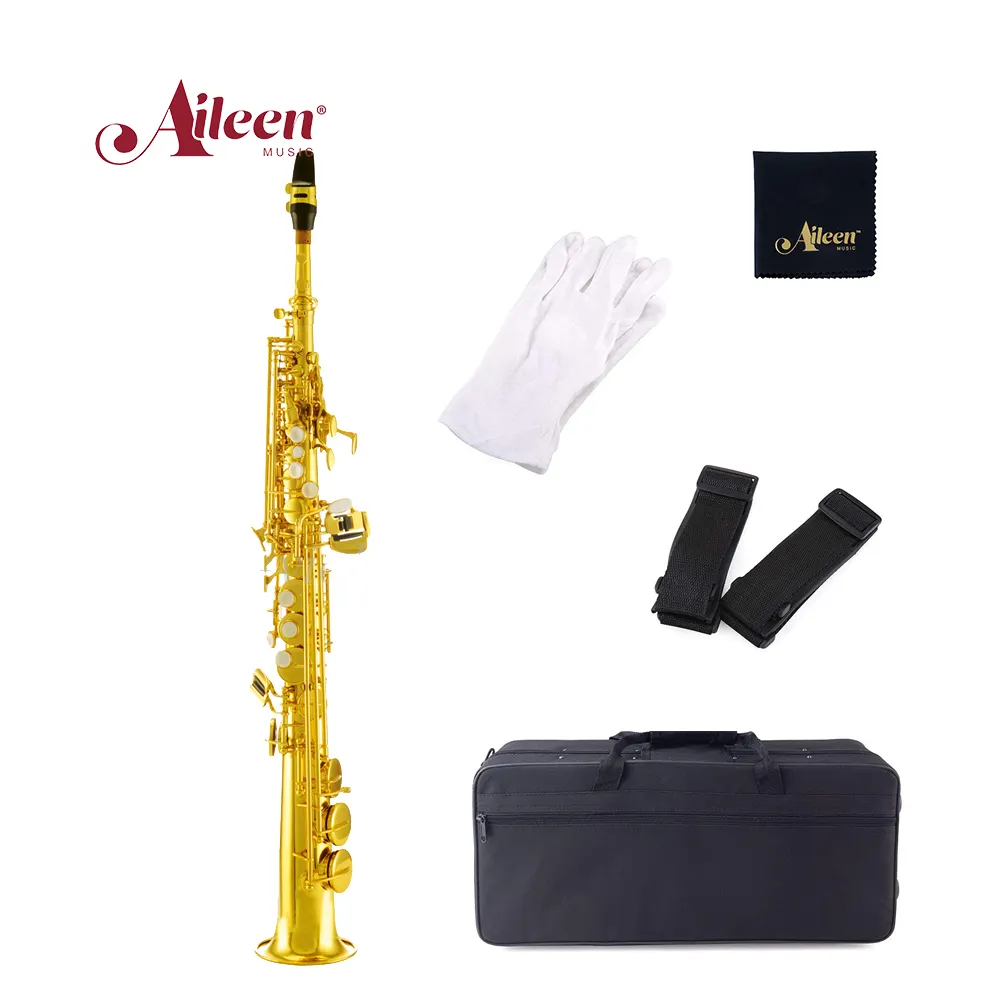 Chinese Sax Saxophone Tenor Bb Yellow Brass Body Soprano Saxophone (SSP-G300G)