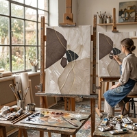 Peinture à l'huile Art Déco blanche 100% faite à la main, sur toile de coton 450 GSM, format personnalisé, en rouleau, pour la maison, Chine, vente en gros et dropshipping