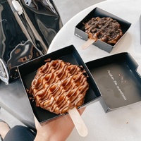 Boîte d'emballage personnalisée pour gaufres et crêpes, en papier kraft, plateau alimentaire pour desserts, gâteaux et crêpes, plateau de service en papier