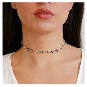 Collar de cuentas a la moda, joyería colorida con forma de bola de ojo turco para mujer, accesorios, origen Yiwu XL005 - Product Image 2