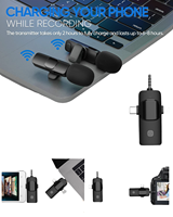 Promotion Microphone-Cravate Sans Fil Portable K15 Mini 2.4G Rechargeable 3-en-1 pour Vidéos et Vlogs