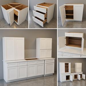Gabinetes de <span class=keywords><strong>cocina</strong></span> de estilo americano modulares modernos con puerta de abedul, caja de madera contrachapada directa de fábrica, bisagra de <span class=keywords><strong>encimera</strong></span> de mármol, tobogán de cajón - Product Image 1