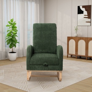 Poltrona verde scuro in velluto con elemento reclinabile <span class=keywords><strong>e</strong></span> poggiapiedi un pezzo a dondolo divano sedia per la vendita - Product Image 1