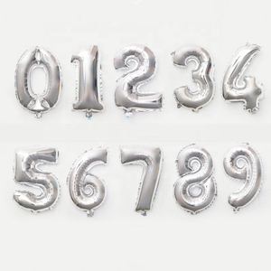 Gold Silver Number Foil Balloons 16 32 40 Inch Aluminum Mylar Reusable Customizable Birthday Wedding Party Decoration 09 Numbers - Product Image 4