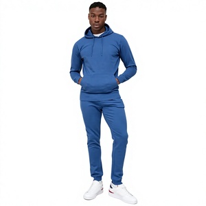 Chándal Azul con Capucha para Hombre, Manga Larga, Color Sólido, Ropa Casual, 100% Algodón, Transpirable, Corte Regular, Estilo Invernal, Resistente al Viento - Product Image 1