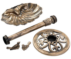 Antique Bronze Plastic <strong>Bird</strong> <strong>Bath</strong> Freestanding Outdoor <strong>Pedestal</strong> Bowl <strong>Bird</strong> <strong>Bath</strong> with 2 <strong>Birds</strong> - Product Image 2