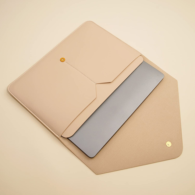 Custom PU Leather Work Office Laptop Sleeve With Mouse Pad Cable Cord Organizer Pouch Computer Protective Bag Laptop Cover