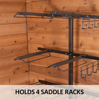 JH-Mech Support de rangement peu encombrant avec 2 supports à coussins et 2 supports à brides Support de selle roulant Cheval