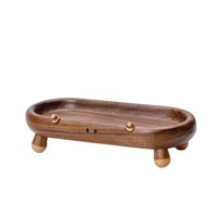 Plateau en bois massif moderne et minimaliste en noyer noir, assiette à collation et dessert, plat de rangement pour bijoux d'entrée, petite assiette créative pour bureau