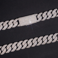Bijoux Hip Hop pour Hommes, Collier Cubain en Argent Sterling 925, Diamant Moissanite Couleur D VVS, Chaîne à Maillons Cubains de 16 mm de Largeur, Bracelet