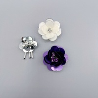 Nouveau modèle en stock, fournitures du fabricant : Patchs en tissu à fleurs violettes, perlés, en verre et à sequins, pour vêtements, sacs et accessoires DIY