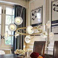 Lustre suspendu en céramique et laiton de style campagnard avec hauteur réglable, finition dorée, protection des yeux, pour salon