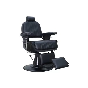 Black Hydraulic Barber <b>Chair</b> with <b>Reclining</b> Backrest PU <b>Leather</b> 360° Swivel Heavy Duty Base Adjustable Headrest & Footrest - Product Image 6