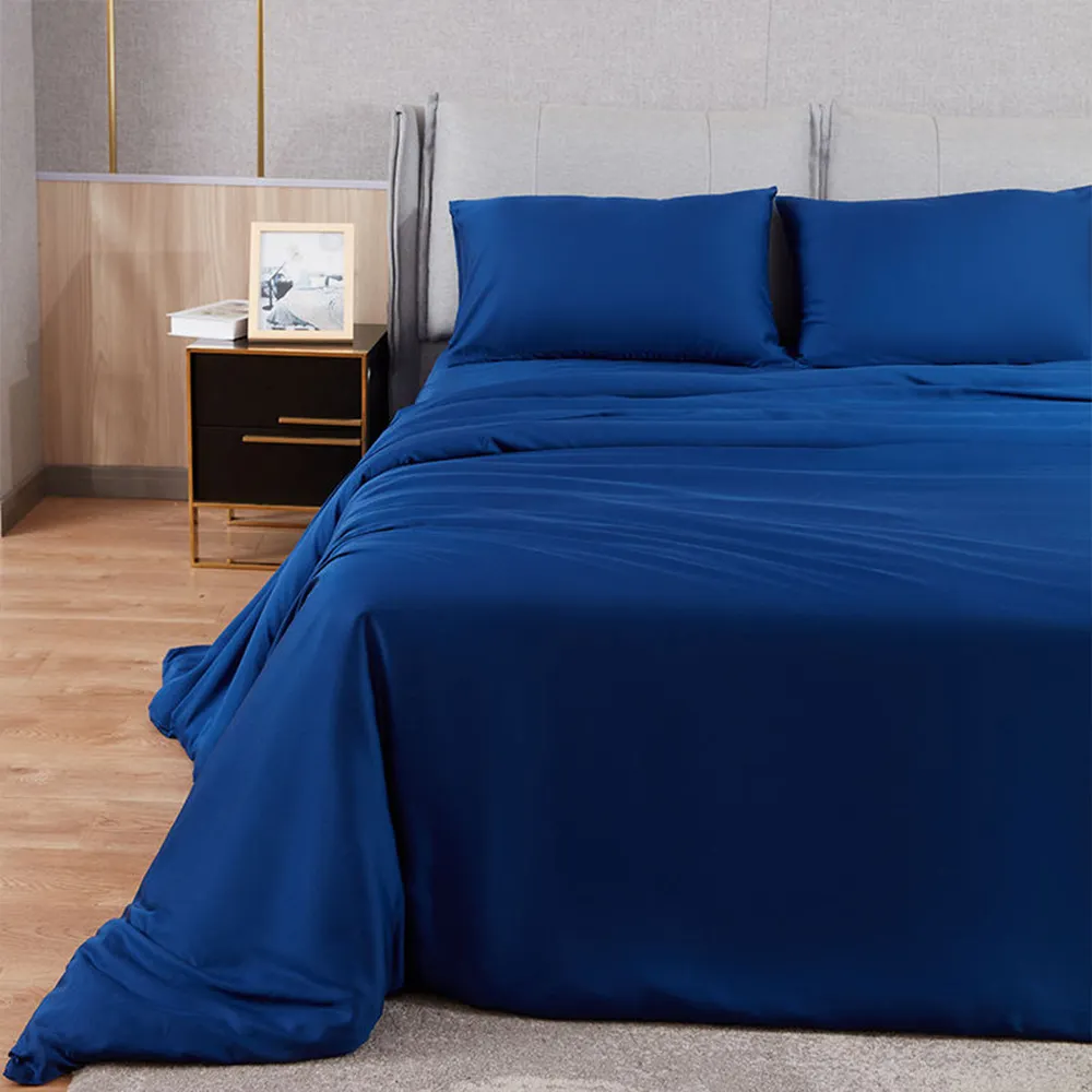 होटल डीवेट कवर सादे रंग के लिनन बिस्तर सेट 4 टुकड़े लक्जरी आराम 100% मिस्र के कपास बिस्तर पर