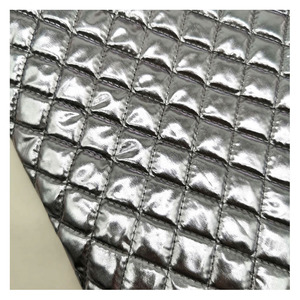 Silver Shiny <strong>Padding</strong> <strong>Fabric</strong> 100% Polyester Foil Printed Diamond <strong>Quilted</strong> <strong>Fabric</strong> - Product Image 1