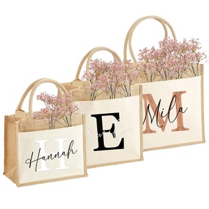 Borsa di iuta riutilizzabile <span class=keywords><strong>personalizzata</strong></span> <span class=keywords><strong>con</strong></span> il tuo <span class=keywords><strong>nome</strong></span> o modello, Tote Bag in juta per lo Shopping in juta e cotone - Product Image 1