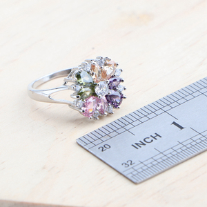 Parures de bijoux en argent 925 multicolores pour femmes, boucles d'oreilles de mariage, bague, pierres en zircon, bracelet, pendentif, collier - Product Image 6