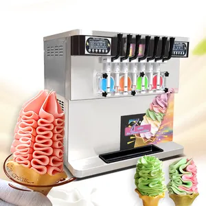 7 flavors softy serve table top ice creammachine maker yogurt maquina para hacer helado sundae ice cream machine with precooling