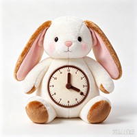 Fabrication sur mesure ODM/OEM de jouets en peluche personnalisés avec design IA, incluant des peluches mignonnes en forme de lapin avec horloge et des animaux en peluche amusants, pour la vente en gros directe usine.