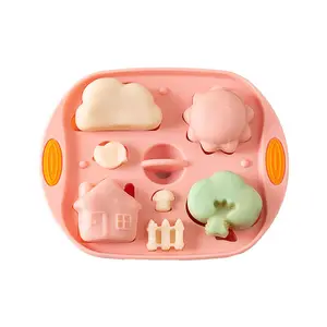 Contenitore per il pranzo di conservazione degli alimenti per bambini in Silicone ecologico riutilizzabile gratuito BPA con coperchio vassoio per cubetti di ghiaccio in Silicone