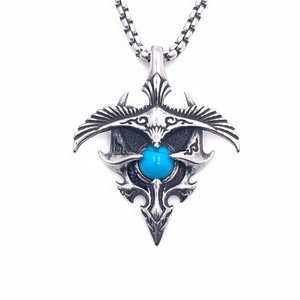 Pendentif Aigle en Acier Inoxydable avec Pierre Turquoise, Collier Homme Style Punk, Breloque Thème, Cadeau 2160121 - Product Image 1