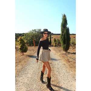 Guizio para Mujer, Minifalda de Cintura Alta con Efecto de Pantalones Cortos, Estilo Casual, Diseño Moderno, Mezclilla, Spandex, Poliéster, Talla XS - Product Image 2