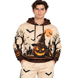 Conjunto Deportivo de Halloween para Hombre, Sudadera con Capucha Estampada de Forro Polar, Pantalones Jogger, Ropa Deportiva Informal de Invierno, Estilo Urbano, Atuendo Atlético para Entrenamiento - Product Image 1