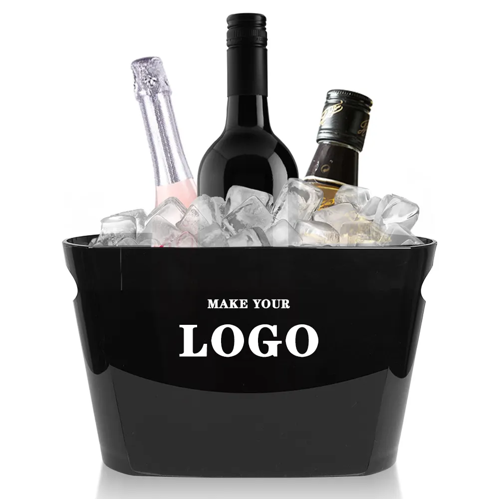 Acrilico trasparente grande capacità Logo personalizzato unico whisky refrigeratore di vino birra più fresca Champagne vasche per bevande in plastica secchi di ghiaccio