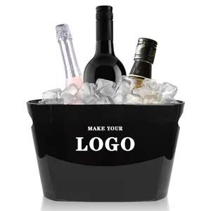 Cubos de hielo con logotipo único personalizado, Enfriador de vino, cerveza, champán, plástico, gran capacidad, acrílico transparente