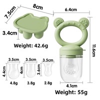 Sucettes pour bébé en silicone souple sans BPA, nouvelle conception, 3 tailles, avec filet, nourrisseur de fruits et aliments avec couvercle anti-poussière