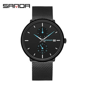 Reloj de Pulsera Analógico para Hombre Sanda 1115, Diseño Ejecutivo, Movimiento de Cuarzo Japonés, Tres Esferas, Visualización del Día, Correa de Cuero, Resistente al Agua - Product Image 5
