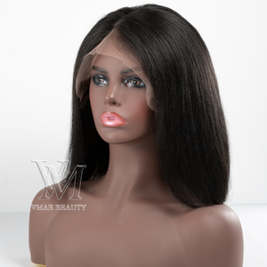 VMAE cuticola brasiliana allineata a doppio disegno di pizzo vergine grezzo anteriore capelli umani parrucche capelli - Product Image 1