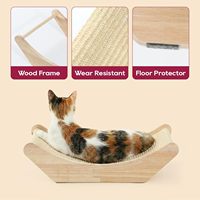 Hamac à gratter pour chat en sisal, lit et griffoir 2-en-1 pour chat, tapis en sisal naturel, structure en bois massif, protège les meubles