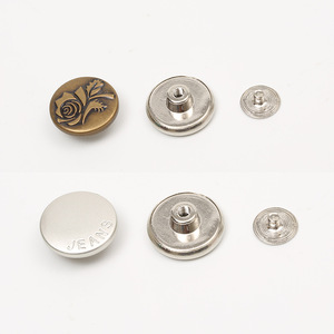 Boutons en métal pour jeans, ronds, vintage, motif étoile gravé, sans nickel, logo en relief, bouton décoratif pour vêtements en denim - Product Image 2