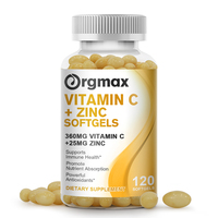 Complément alimentaire en gélules de vitamine C 360 mg et zinc 25 mg, haute absorption, pour le soutien immunitaire, antioxydant, collagène et soin de la peau, vente en gros